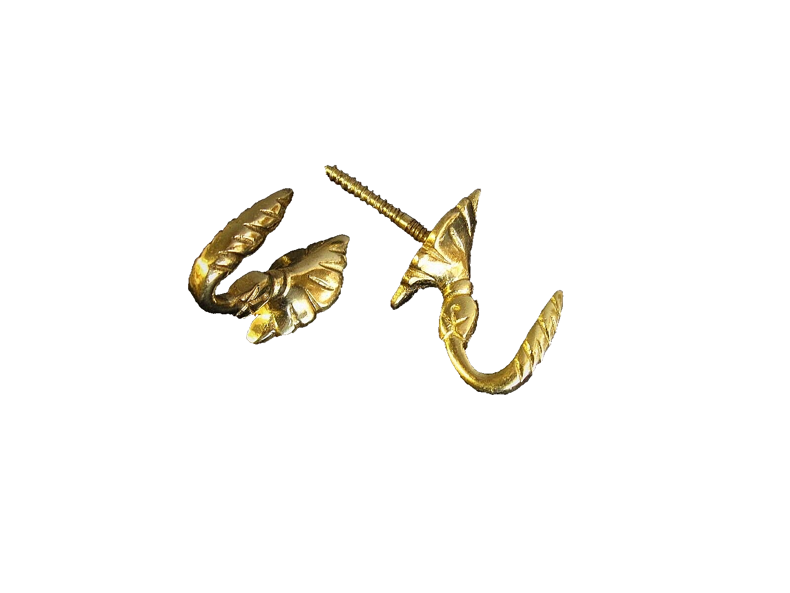 2 Brass Tassel Hooks Builders Wall Egypt Cup DIY Hook 3cm Projection NEW