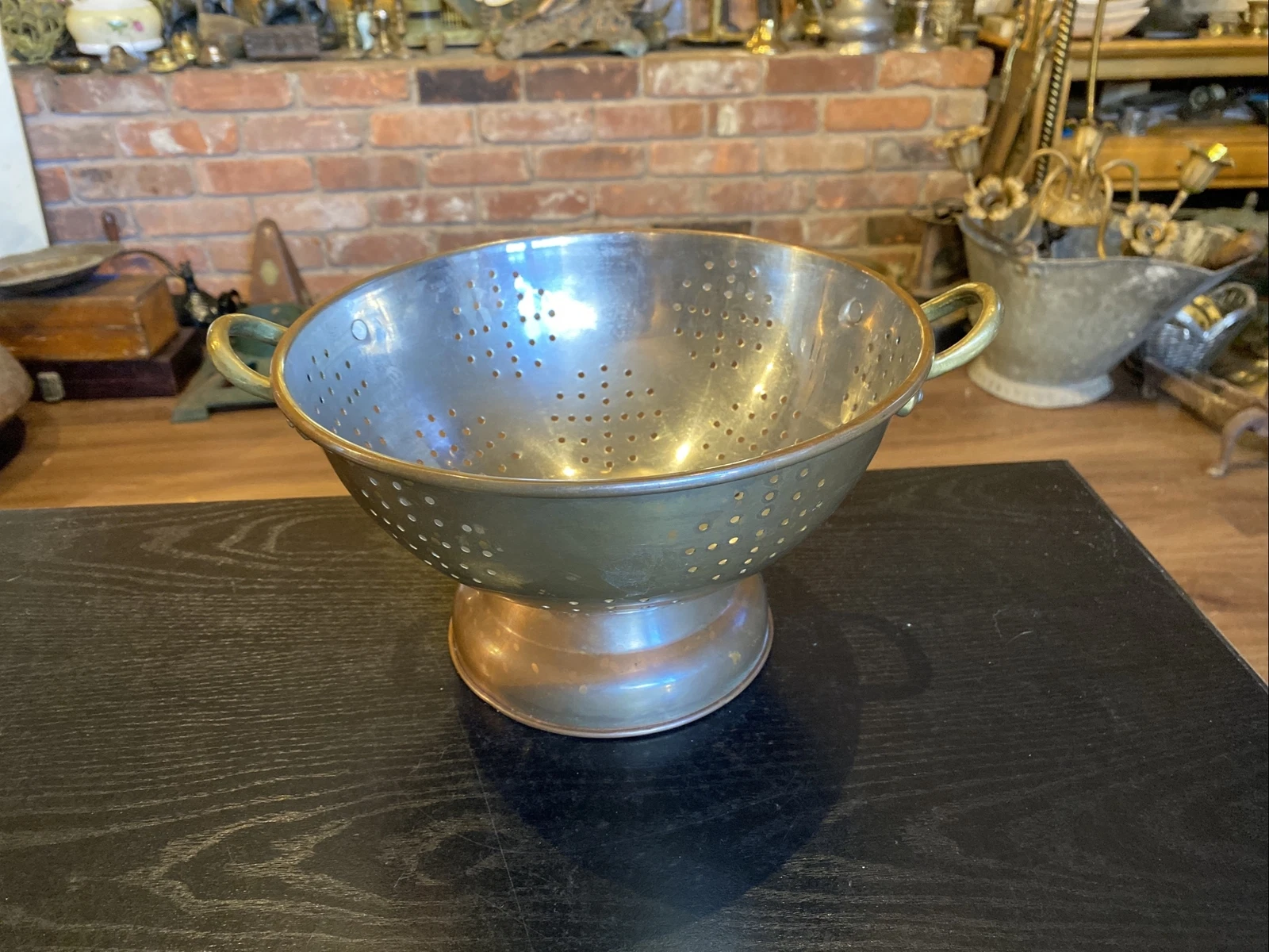 Vintage Benjamin & Medwin Douro Copper/Nickel 9" Footed Strainer Colander, Korea