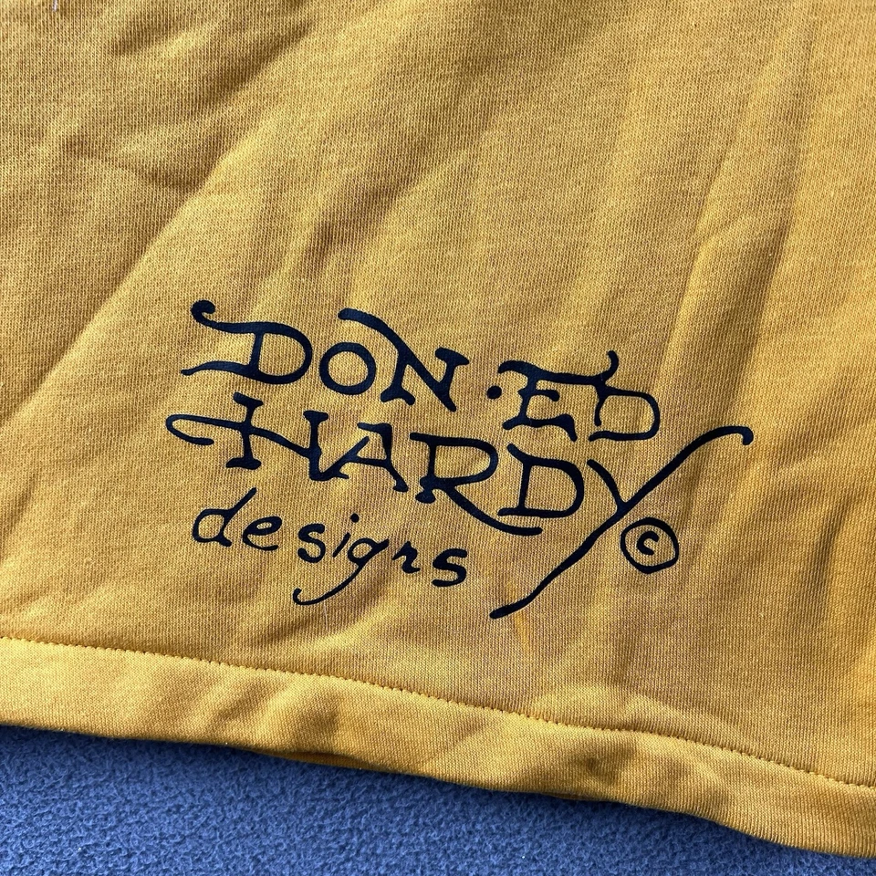 Pantalones Cortos Ed Hardy Para Hombres XL Amarillo Polar Sudadera Pantalones Cortos Pantera Logo Y2K Bolsillos Nuevos con Etiquetas Foto 2 de 4