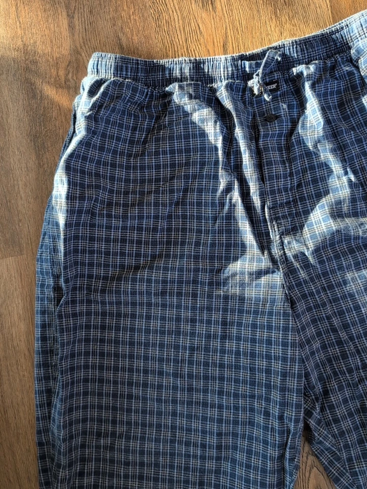 Pantalones de salón Joe Boxer azules a cuadros XL Y2K vintage bolsillos de algodón cordón 26" L Foto 3 de 4