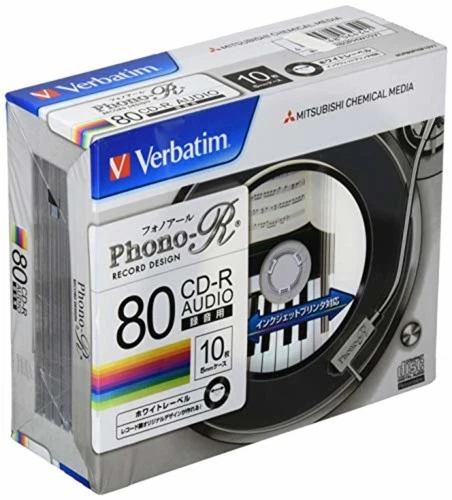 X10 Verbatim JAPAN Blank Music CDR Discs 80min 24x CD-R MUR80PHW10V1 Phono-R F/S