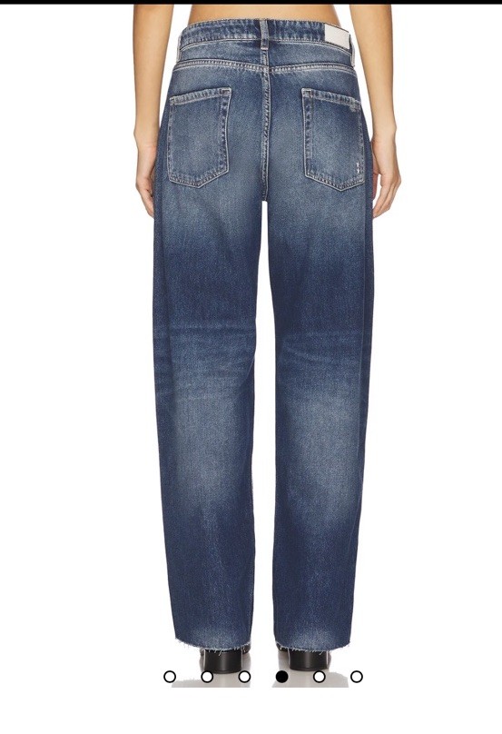 Icon Denim Jeans Bea Daddy Deep Blue Straight Leg Raw Hem New Size 23 image 2