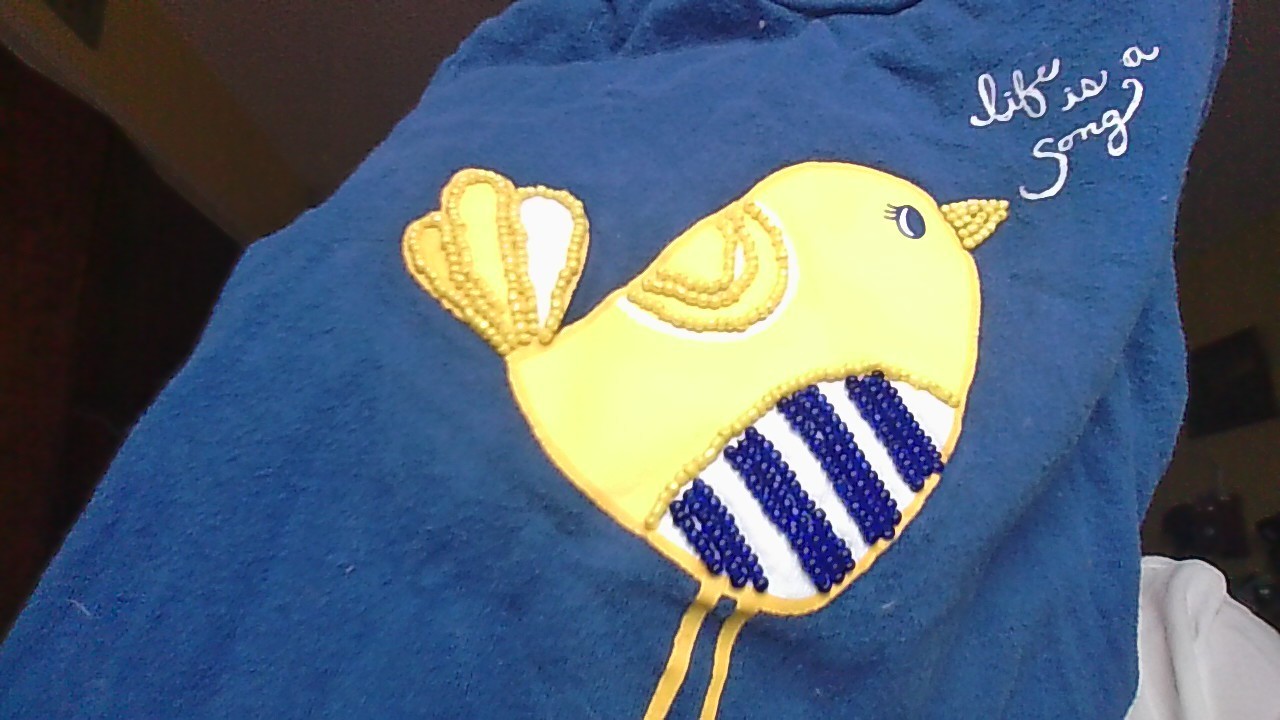 BEADED BIRD Gymboree "Life is a Song" T-Shirt Yellow/Navy Sz 6 Happy Sing Music image 6