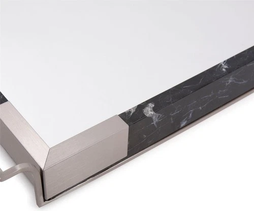 Discover the Art Deco Marble Tray-Black Marble and Steel Elegance - Picture 4 of 8