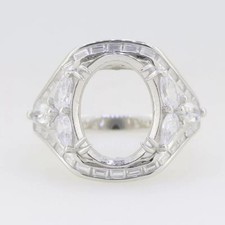 Oval Shape 13x10MM Semi Mount Ring 925 Srerling Silver Cocktail Ring For Women