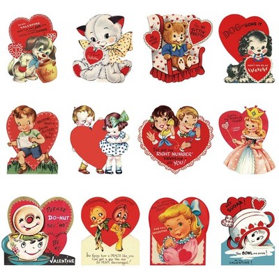 Vintage Valentine s Day Cutouts 48PCS Retro Hearts For Scrapbooking Crafts