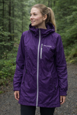 Helly Hansen Women Rain Jacket M EU38 US8 Purple Helly Tech Waterproof Hooded Lo