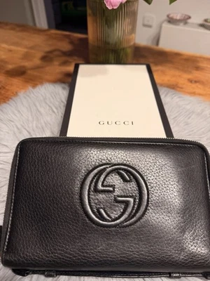 Gucci Soho GG Clutch / Geldbörse Schwarz Leder Damen Tasche - Bild 1 von 4