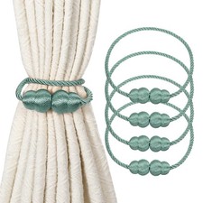 4Pcs Magnetic Curtain Tieback, Decorative Weave Curtain Tie Back, Light Blue