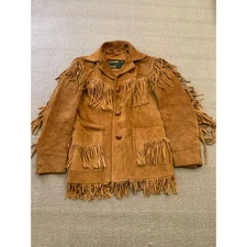 VINTAGE SCHOTT BROS. RANCHER Size 16 Brown Suede Fringe Jacket 
