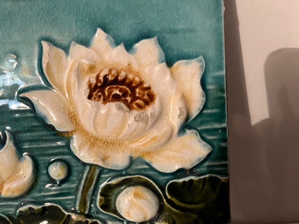 CARREAUX CÉRAMIQUE ART NOUVEAU NÉNUPHARS POUR COLLECTION - Photo 4/4