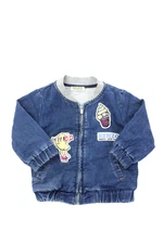 Kenzo Kids Childrens Girls Full Zipper Bomber Jean Jacket Blue Size 18 Months