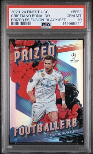 23-24 Topps Finest Prized Footballers Cristiano Ronaldo Red Black Fusion PSA 10