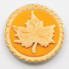 Dollhouse Miniature Pumpkin Pie with Leaf Design - handcrafted