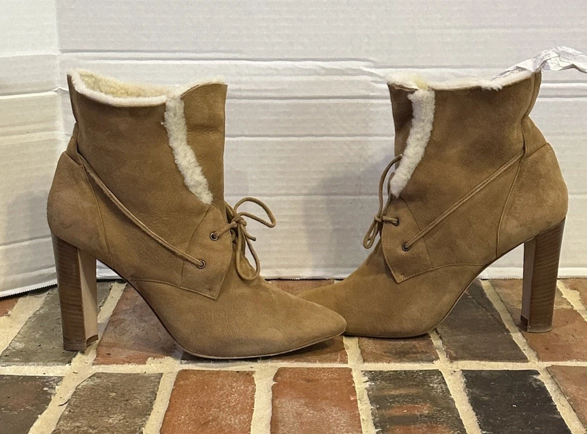 Bottes Cheville Manolo Blahnik KAGULABO – Poil De Poney Marron Beige, Taille 40.5, Neuves Avec Boîte