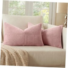 Decorative Lumbar Throw Pillow Covers 12x20 Inch 20" x 12" Pack of 2 Pink