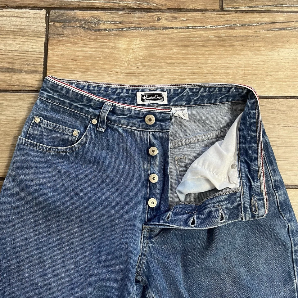 Pantalones Cortos Denim Vintage Años 90 Xhilaration Lavado Oscuro Tiro Medio Cremallera Bolsillo 27"x9" Foto 3 de 4