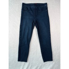 Spanx Denim Stretch Pull On Skinny Jeans Size Medium Dark Wash Ankle Pants
