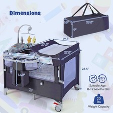 5-in-1 Baby Beside Sleeper Bassinet Portable Crib Playard