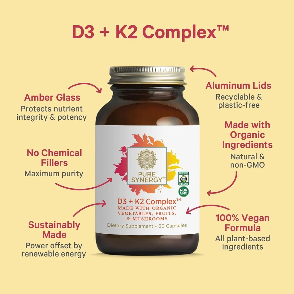 Complejo Orgánico D3 + K2 | Vitamina D3 K2 Vegana Salud Ósea, Cerebral e Inmune Foto 3 de 4