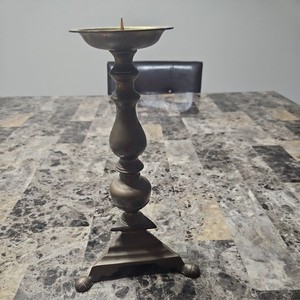 Set Of Two Bronze 11 in Pillar Candle Holders