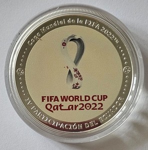 ECUADOR  1 SUCRE 2022 SILVER CONMEMORATIVE SOCCER WORLD CHAMPIONSHIP QATAR PROOF