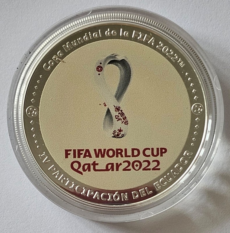 ECUADOR  1 SUCRE 2022 SILVER CONMEMORATIVE SOCCER WORLD CHAMPIONSHIP QATAR PROOF