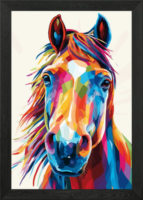 Buntes Pferd Portrait gerahmtes Wandbild Poster Leinwanddruck Bild