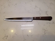 Vtg ONIEDA Stainless U.S.A. 7-1/2" Slicing Knife Wood Handle Straight Edge