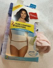 Hanes Women's Pure Comfort Organic Cotton Hipster Underwear 7 Size - Colors May