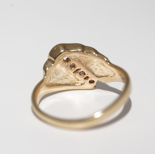 Anello Vintage Oro Giallo Massiccio 14k Diamanti Naturali Alta Qualità - Fila Canale - Foto 6 di 8