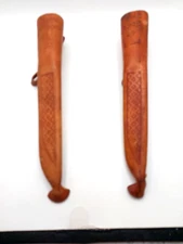 Vintage Unbranded 7"  Knife Empty  Sheath Brown Leather With Belt Clip