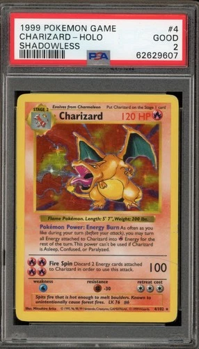 Pokemon Charizard Base Set Shadowless Holo Rare #4 PSA 2