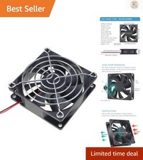 Durable 80mm Brushless Fan - 12V Compatible with PC, Refrigerator, Amplifiers