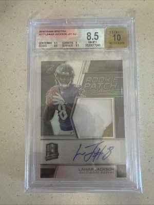 2018 Panini Spectra - Rookie Patch Auto Lamar Jackson #217 /99 (RC) BGS 8.5