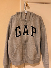 GAP Kids Gray Logo Full Zip Hoodie w/ Pockets, Hooded Long Sleeve Size M
