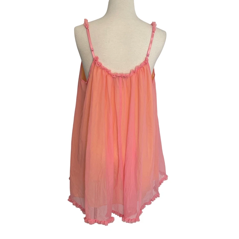 Betsey Johnson Intimates прозрачная оборка кукла ночная рубашка коралловый розовый M Y2K - Изображение 2 из 4