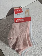 HANES WOMEN'S GIRLS SUPER SOFT NO SHOW SOCKS 6-Pair Pack SIZE 5-9