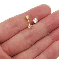 Women's 18K Yellow Gold Filled Classic 5mm Cubic Zirconia CZ Stud Post Earrings