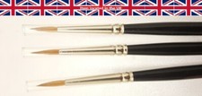 Professional Watercolour Pure Sable Brush Round No. 3. PACK OF THREE. 12mm