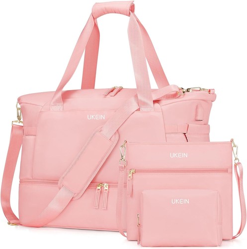 3 Piece Women Travel Duffel Bag w/ Separate Shoe Compartment & USB Charging Port - Picture 17 of 24