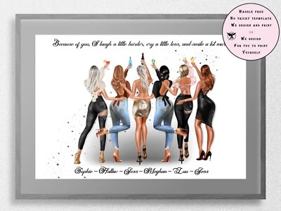THE PAPER ANGELS Best friends Friend gift Friend Group Print Personalised girls - up to 6 girls
