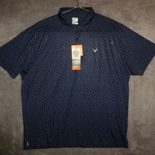 Callaway Polo shirt Opti dri mens XXL Dark Blue Geometric All Over print golf