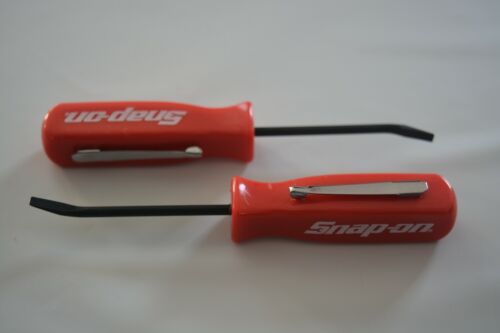 snap on tools promotional mini pocket clip flat pry bar red handle small new 2PC - Picture 1 of 6