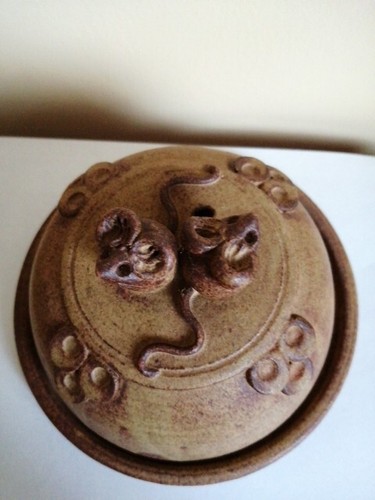 Cheese Dome Cloche Mouse 2 Mice lid Studio Pottery Catherine Burden? - Picture 3 of 8