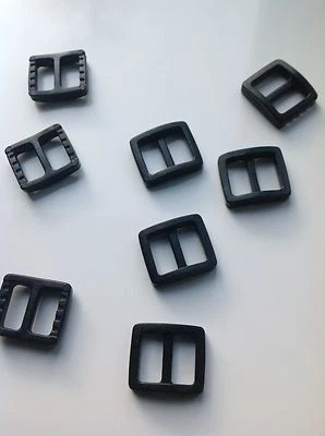 10mm Triglide Slide Buckles Pack Black Plastic Webbing Strap Adjusters