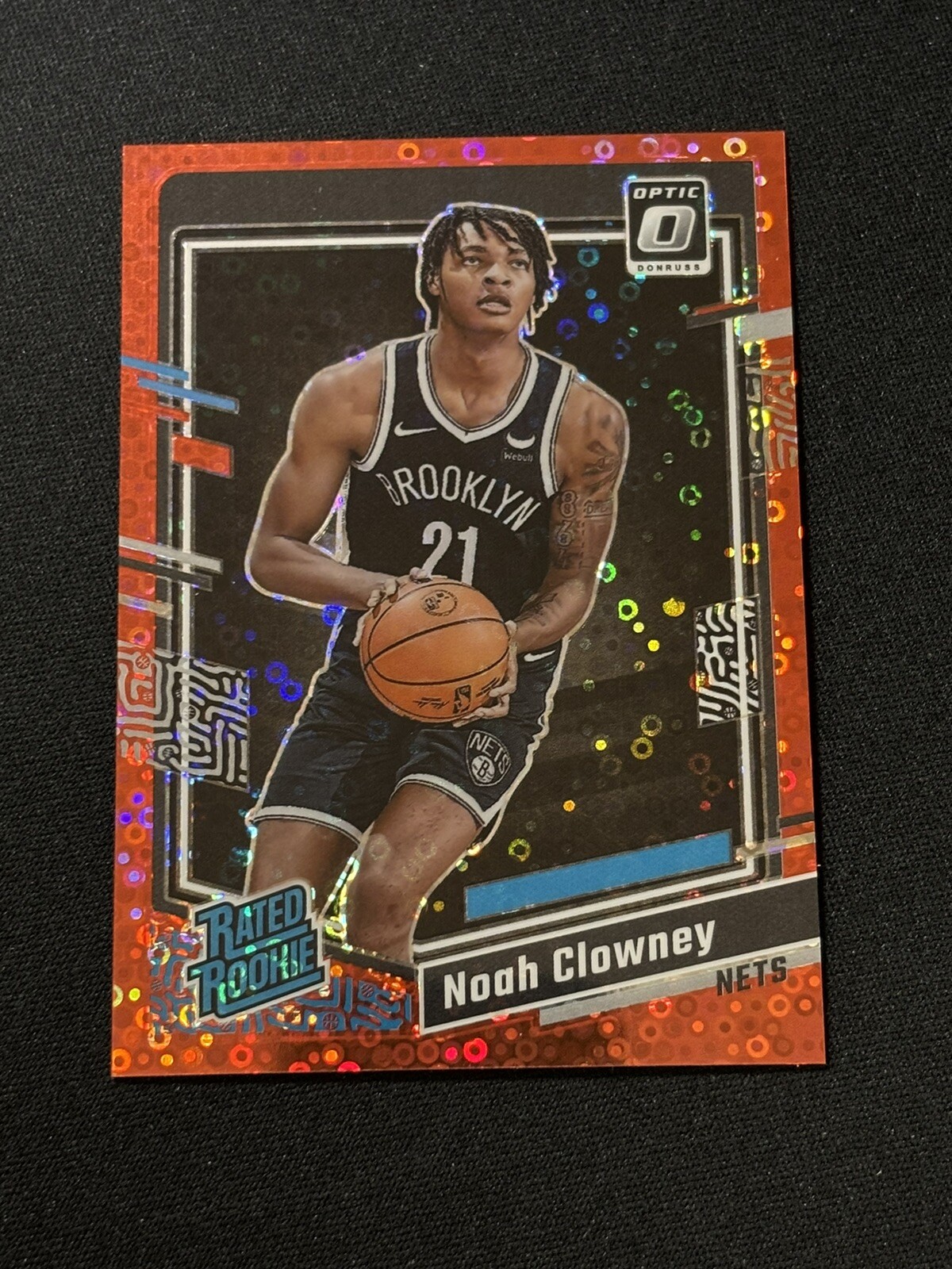 2023-24 Optic Fast Break Noah Clowney Rated Rookie Red Disco Holo Prizm #/75