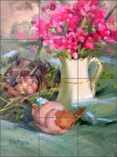 Flower Tile Mural Crowe Floral Art Ceramic Backsplash JAC062