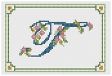 Kit O Schema Di Ricamo A Punto Croce - Florashell - Lettera Dell'Alfabeto T