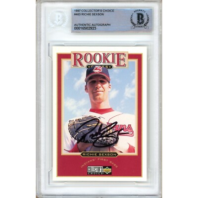 Richie Sexson Signed 1997 Collectors Choice #463 Beckett BAS Indians Auto